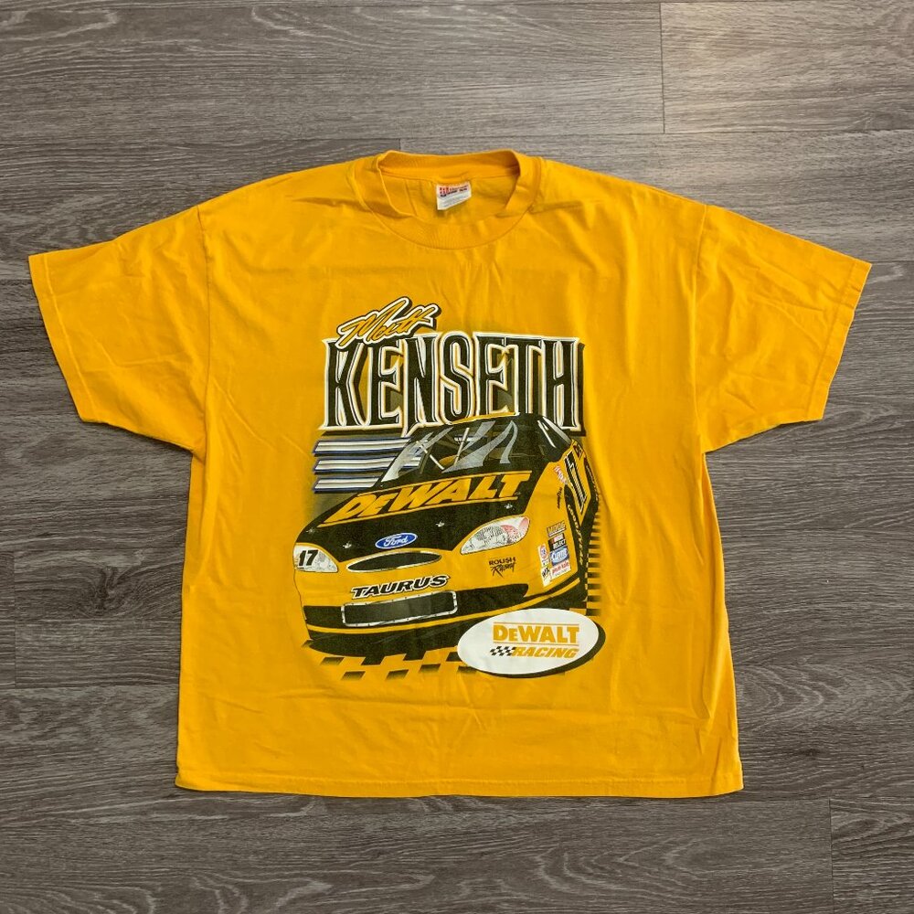 Vintage Nascar Matt Kenseth Double Sided Yellow 50/50 T-Shirt Sz. XL